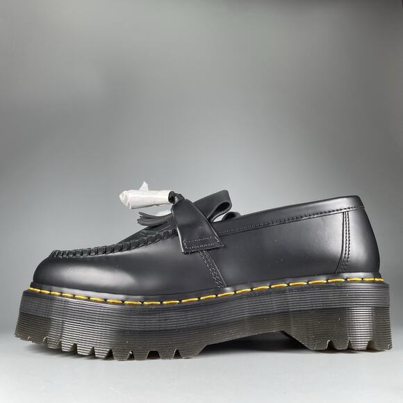 Doc Martens Adrian Quad Women’s 10 Black Leather Slip On Platform Tassel Loafers - Picture 1 of 8